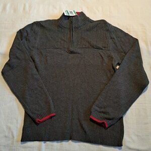 82 Zero boys size Large charcoal gray 1/4 zip sweater, ribbed knit, NWT